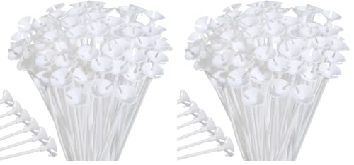 Image of PP OPOUNT Upgraded Version 100 Pieces White Plastic Balloon Sticks Holders and Cups for Christmas Decoration Party and Wedding Decoration (Pack of 2)