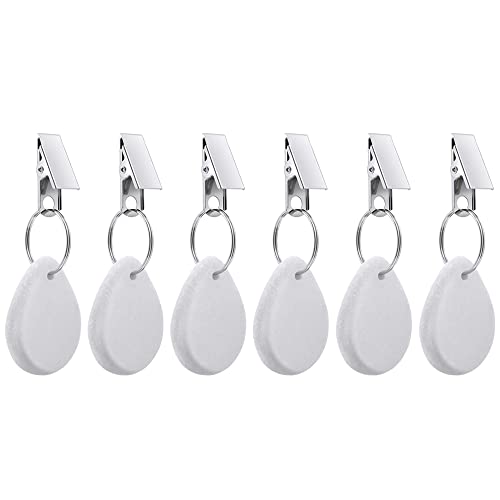 Tablecloth Weights Hangers Tablecloth Pendant Stone Table Cover Weights with Metal Clips for Outdoor Party Picnic Table Decoration (White 6pcs)