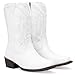 Jeossy Women's White Cowboy Boots, Western Cowgirl Mid-Calf Pull on Round Toe Embroidered Country 9806 Boots with Zipper Size 6 (DJY9806 white 06)