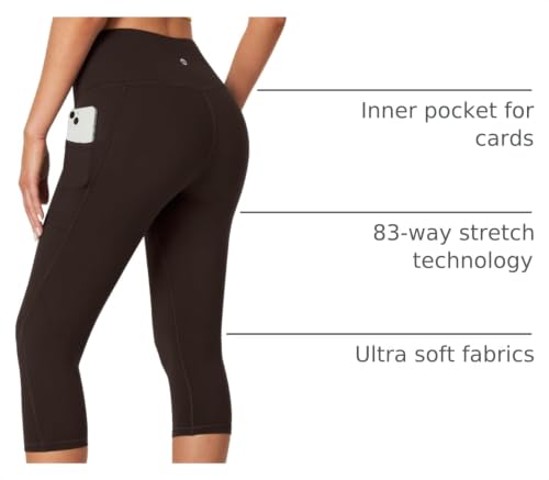 Image of Heathyoga Capri Leggings for Women High Waisted Capri Leggings with Pockets for Women Tummy Control Yoga Pants Women