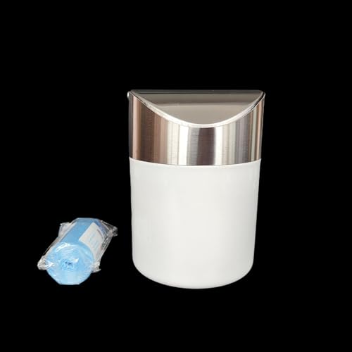 Caneca de basura pequeña de acero inoxidable blanca