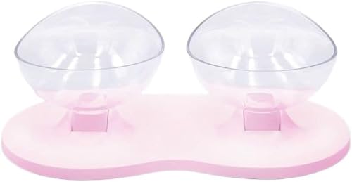 犬猫兼用ペット食器セット 首・脊椎保護高さ設計(早食い防止ダブルボウル + フードストレージボックス|転倒防止・洗いやすい) (ピンク)