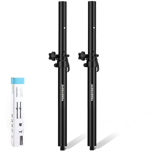 Vondynote Set of 2 Short Speaker Poles for Subwoofer - Mini Pole Mount Height Adjustable With M20 Threaded and 35mm Adapter Extender