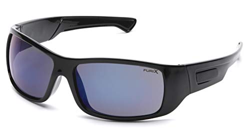 Pyramex Safety SB8575DT Furix Black Frame with Blue Mirror Anti-Fog Lens