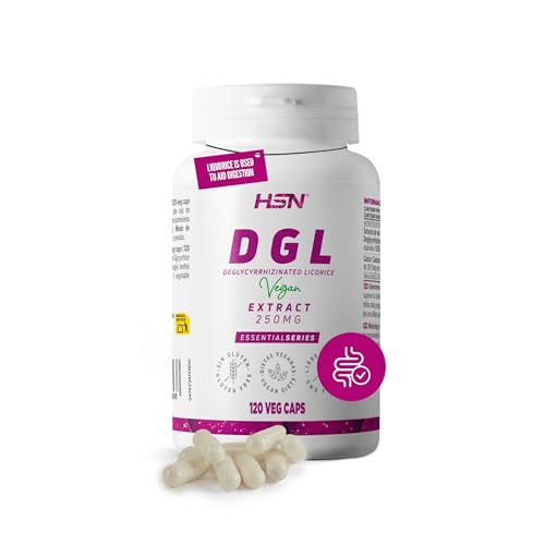 HSN Regaliz Desglicirrizado DGL (Glycyrrhiza glabra) 5000mg | 120 Cápsulas Vegetales | Puro Extracto de Raíz 10x Veces Más Concentrado | No-GMO, Vegano, Sin Gluten