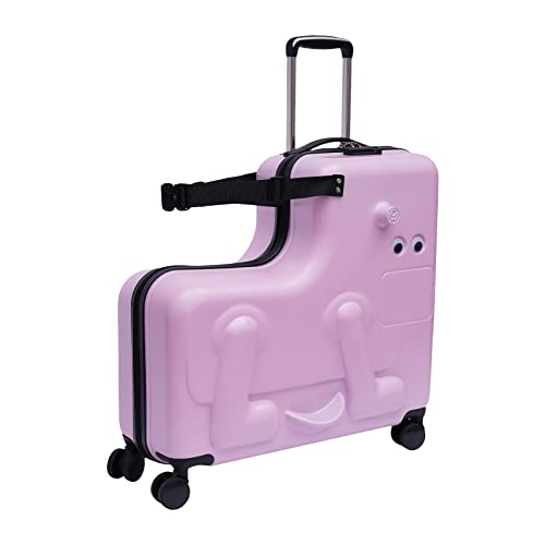 24" Kids Luggage, Kid Ride on Suitcase with Combination Lock&Wheels, Pink Carry On Trolley Luggage Kid Gift Recommended Age 4-12 Years Old 7