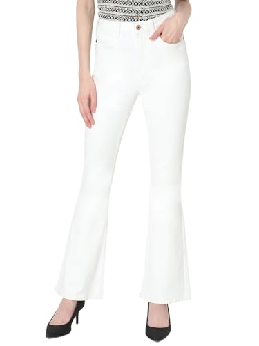 Image of VERO Moda Women High Rise High Waist Bootcut Flared Jeans | Wide Leg Bell Bottom Denim | Stretchy & Stylish Retro Look