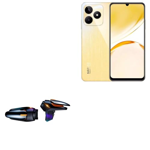 BoxWave Gaming Gear Compatible with Realme Narzo N53 - Touchscreen QuickTrigger Auto, Trigger Buttons Autofire Gaming Mobile FPS - Jet Black