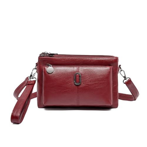 Blaciokamith Large Capacity Bag Crossbody Bag Vintage Multi Pockets Soft Leather Bag for Women