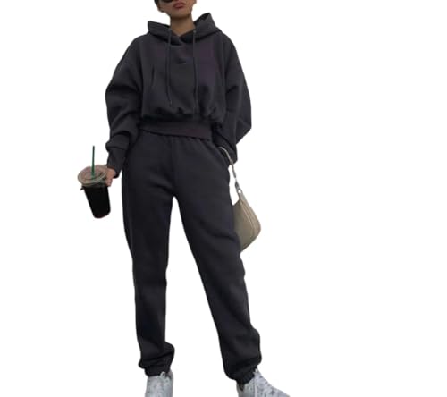 Women's Monochrome Hoodie Two Piece Set Casual European American Fashion