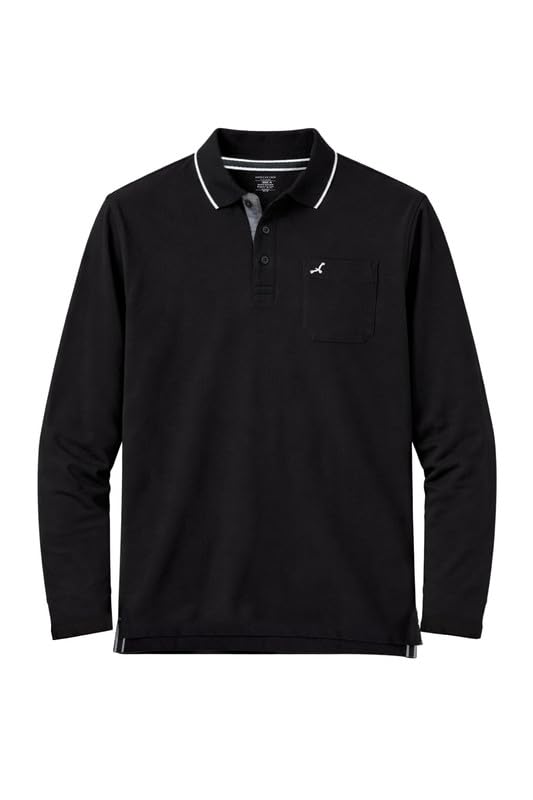 Image of AMERICAN CREW Full Sleeves Polo Collar T-Shirt with Pocket for Men