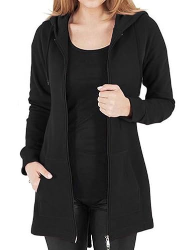 Felpe con Cappuccio Donna Manica Lunga Cappotto con Zip Cappotto