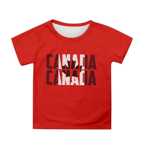 Kids Canada Day Flag Shirt Patriotic Maple T-Shirts for Girls Boys Short Sleeve Crewneck Cotton Graphic Tees Tops3