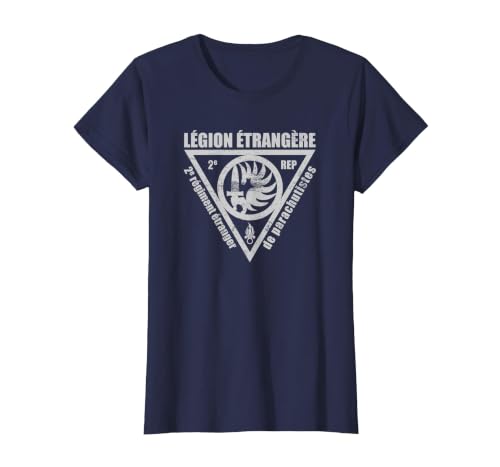 French Foreign Legion Paratrooper T Shirt - 2 Rep T-Shirt, Women, Navy Blue, X-Small