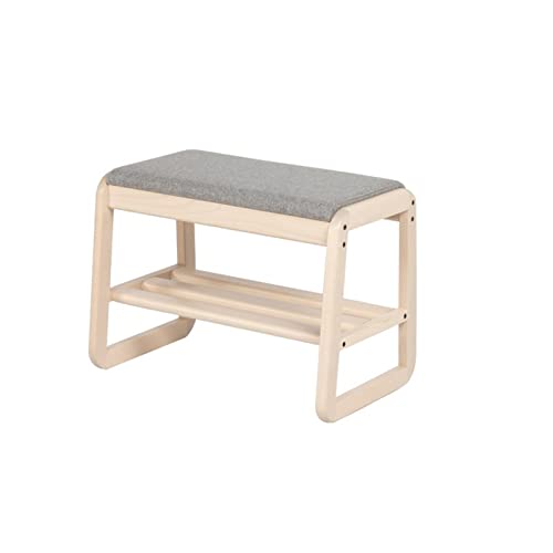 Banc à chaussures en bois naturel, meuble déco pour entrée compacte