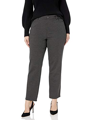 Gloria Vanderbilt Women's Plus Size Amanda Ponte Knit Pant, Heather Grey, 16W