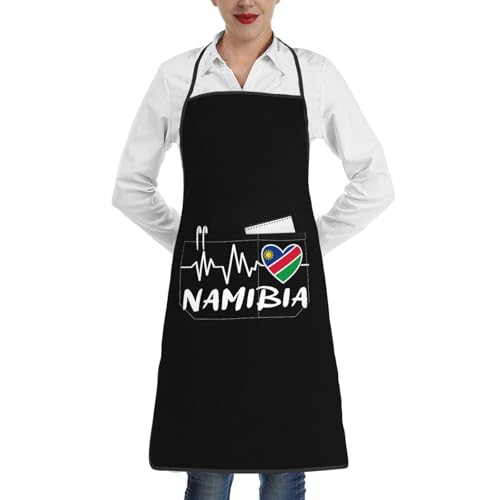 nopicsn Namibia Heartbeat Apron for cooking with Pockets Women Men Kitchen Chef Funny Aprons