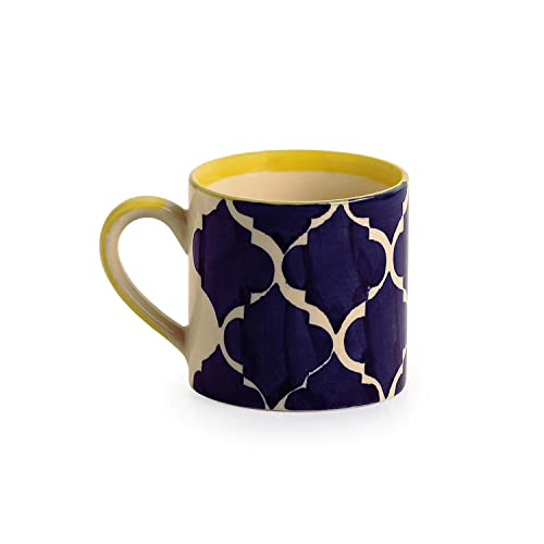 Image of ExclusiveLane 'Ocean Caffeine' Ceramic Tea Cups Set of 6 (200 ML, Microwave Safe, Dishwasher Safe) |Ceramic Cups Coffee Cup Set of 6 Coffee Mugs Tea Set Tea Mugs Set of 6 Chai Cups Drinkware