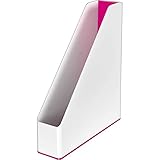 Contenido: 1x Revistero de Leitz con combinación dual de color, A4, Blanco/Rosa, Poliestireno, AnxAlxP: 73x318x272 mm, Peso 0.43 kg, Gama WOW, 53621023