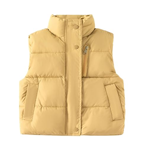 Kids Boys Girls Lightweight Puffer Vest Zipper Sleeveless Jacket Waistcoat Outwear Winter Warm Down (Yellow, 3-4 Years)