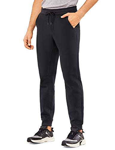 Crz Yoga Men's Cotton Athletic Thick Joggers Fleece Lined Sweatpants With Pockets - 30 Inches Black X-Large #TOP21