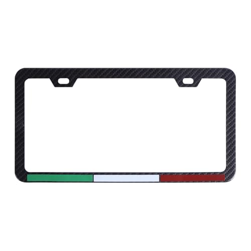 Italy License Plate Frame Aluminum with Carbon Fiber Finished Italian Flag License Plate Frame for Maserati Alfa Romeo Ferrari Fiat