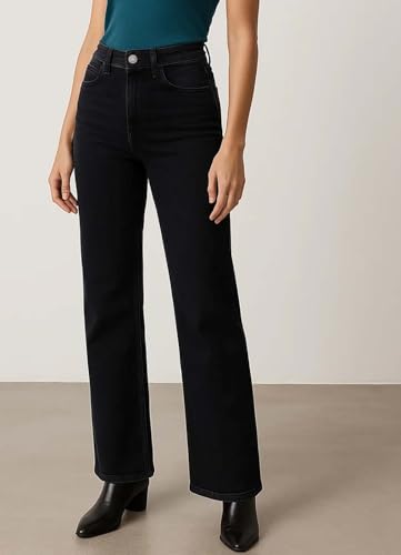 Image of KOTTY Women's Solid|Fit and Flared Fitting|Ankle Leg Style|High Rise|Stechable|Casual Jeans