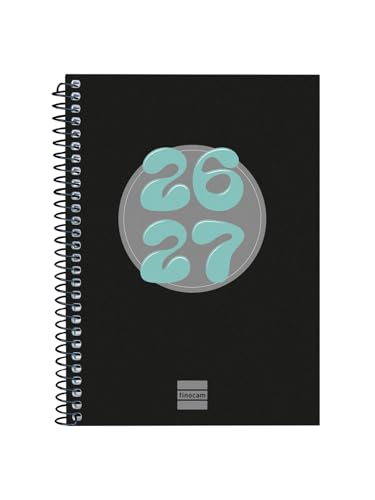 Finocam Cool Agenda Curso 2026 2027 | Semana Vista Horizontal · Septiembre 2026   Junio 2027 (curso lectivo) + Julio y Agosto resumidos | Negro · Idioma: Español   Agenda escolar   Agenda semanal