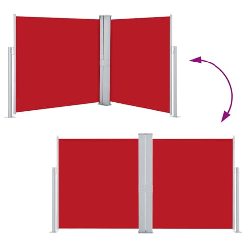 Store latéral rétractable rouge 170x600 pare-vue de balcon