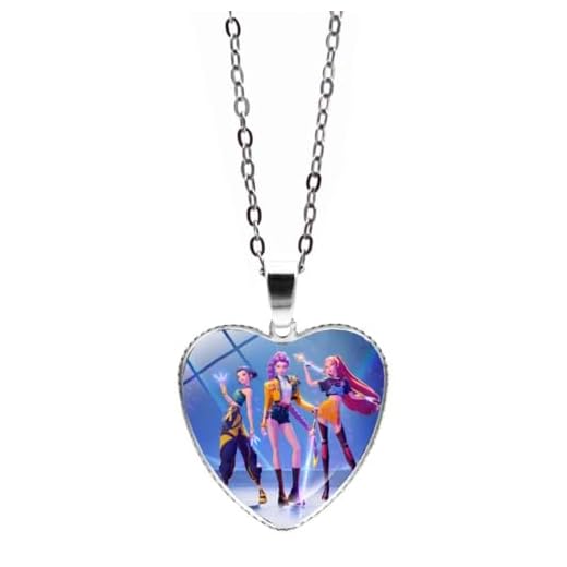 TissueDeep Demon Hunters Necklace Movie Lovers Gift Accessory Colorful Heart Shape sweater Chain Jewelry (JY9633-1)