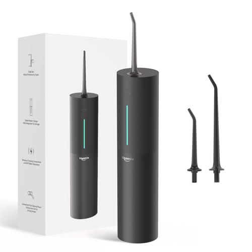 Bigsmile Water Flosser Safe Tonsil Stone Remover Prevent Bad Breath Cordless Portable Dental Irrigator Travel Shower Strong Pick Floss IPX7 (Black