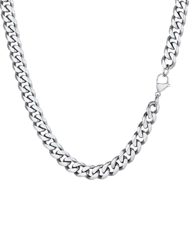 PROSTEEL 9mm Cadena de Eslabones Cubano Grandes, Curb Cuban Chain, Collar Miami Acero Inoxidable Joyeria Hip Hop para Hombre y Mujer Ajustable Choker
