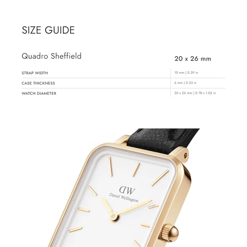 Image of Daniel Wellington Quadro Pressed Sheffield 20x26mm Women's Watch, Leather Rose Gold Watch for Women