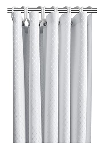 Ariioky ポリエステル製 プラス厚 お風呂シャワーカーテン 防水 浴室 洗面所等間仕切り用 目隠し用 カーテンリング付属 取付簡単 無地 ホワイト(幅200cm*高180cm)