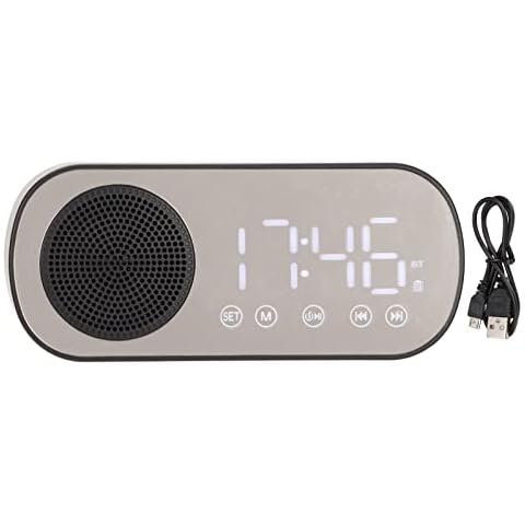 Tatiy Digital Alarm Clock, Portable Radio Alarm Clock Dual Alarm Clock with BT Speaker Large LED Screen, Radio Morning Clock for Reading Cooking Horse Riding Cover
