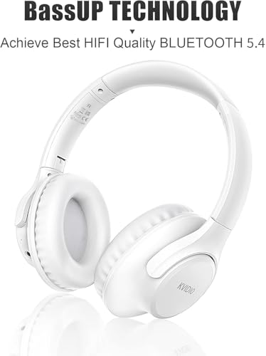 Image of KVIDIO [Updated] Bluetooth Headphones Over Ear, 65 Hours Playtime Wireless Headphones with Microphone,Foldable Lightweight Headset with Deep Bass,HiFi Stereo Sound for Travel Work Laptop PC Cellphone