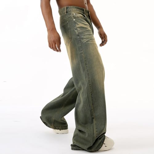 Men's Baggy Jeans High Street Vintage Skater Pants Causal Aesthetic Ripped Fit Straight Leg Denim Jeans4