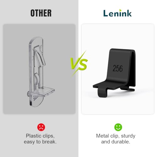Image of Lenink 256P-ZC Adjustable Pilaster Shelf Clip, 28 Pcs Black Shelving Brackets Clips for Metal and Wood Shelving