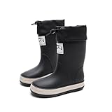AONEGOLD Botas de Agua Niño y Niña Impermeables de Caucho Zapatos Impermeables y Antideslizante Moda Bota(Negro,22-23 EU)
