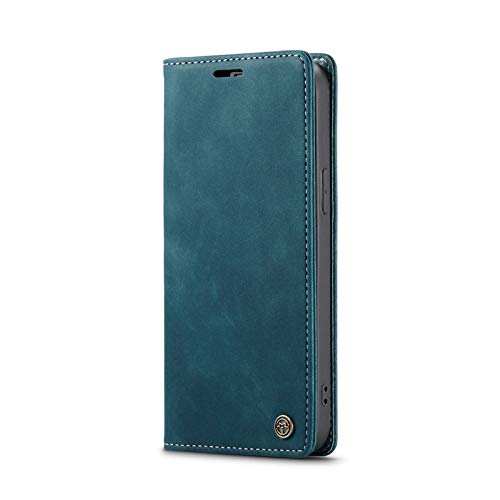 Chocoyi Compatible Funda iPhone 13 Flip Leather Edition,magnético, función de Soporte y Ranuras para Tarjetas-Azul Cover