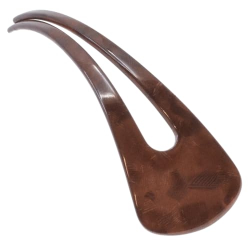 Camila Paris CP3163 French Twist Stick Clip Pins, Brown, Wavy Hair Pin U-Shaped Hair Fork for Girls Spiral Updo Chignon Bun Holder, Fashion Flexible Styling Hair Accessories for Women, Made in France