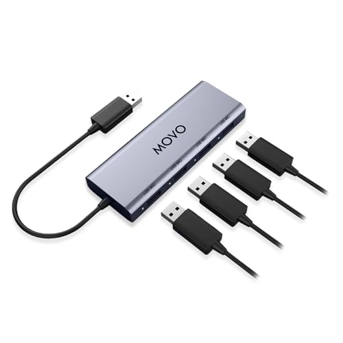 Movo UMX-1 USB Microphone Hub – 4-Port Powered USB Interface for Podcasting & Streaming Mics – Low-Noise, High-Speed