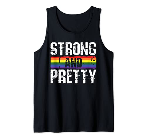 Strong And Pretty Gay Pride Gym Lifting Workout LGBT-Q Ally Camiseta sin Mangas