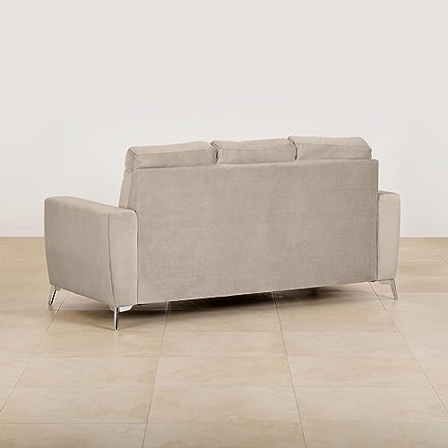 Image of Home Centre | Sylvester | Fabric|Solid Wood | 3 Seater Sofas | Beige | 1 Year Warranty
