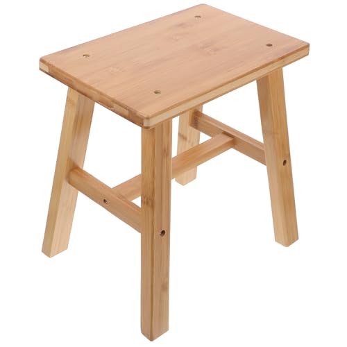 Healeved Taburete de Madera Pequeño Multifuncional, Taburete de Ducha y Baño Portátil, Banco de Bambú Natural Mediano para Cambiar Zapatos, Asiento Ligero para Hogar y Jardín