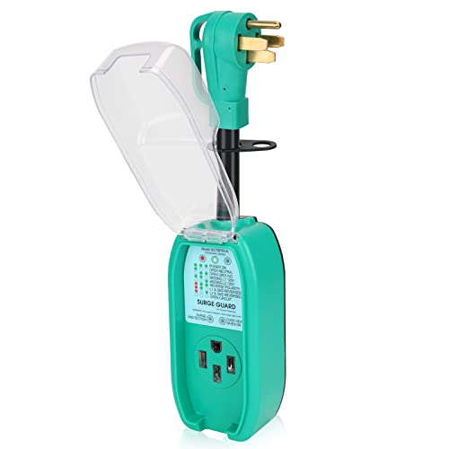 TIPHOPE RV Surge Protector 50Amp 4200Joules Surge Protection with LED Indicator 50Amp RV Circuit Analyzer with Waterproof Cover&Lock Ring&Grip Handle for RV Camper Travel Trailer by TIPHOPE - Used condition - CA$14.61