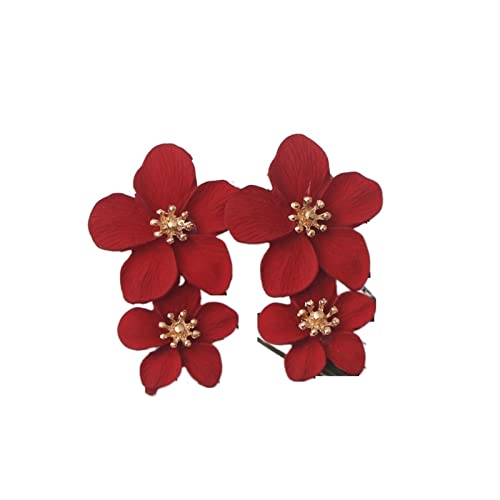 Boucles d'oreilles fleur double couche pour femmes, bijoux floraux chic de style bohème