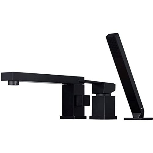 Robinet de salle de bain à 3 trous noir pour baignoire