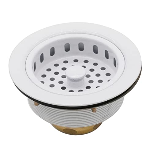 Westbrass D214-50 3-1/2" Post Style Large Sink Kitchen Basket Strainer, 1-Pack, Powder White