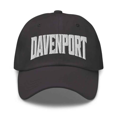 Merch Town Davenport Baseball Cap Davenport Dad Hat California CA Hat Embroidered Souvenir Dark Grey
